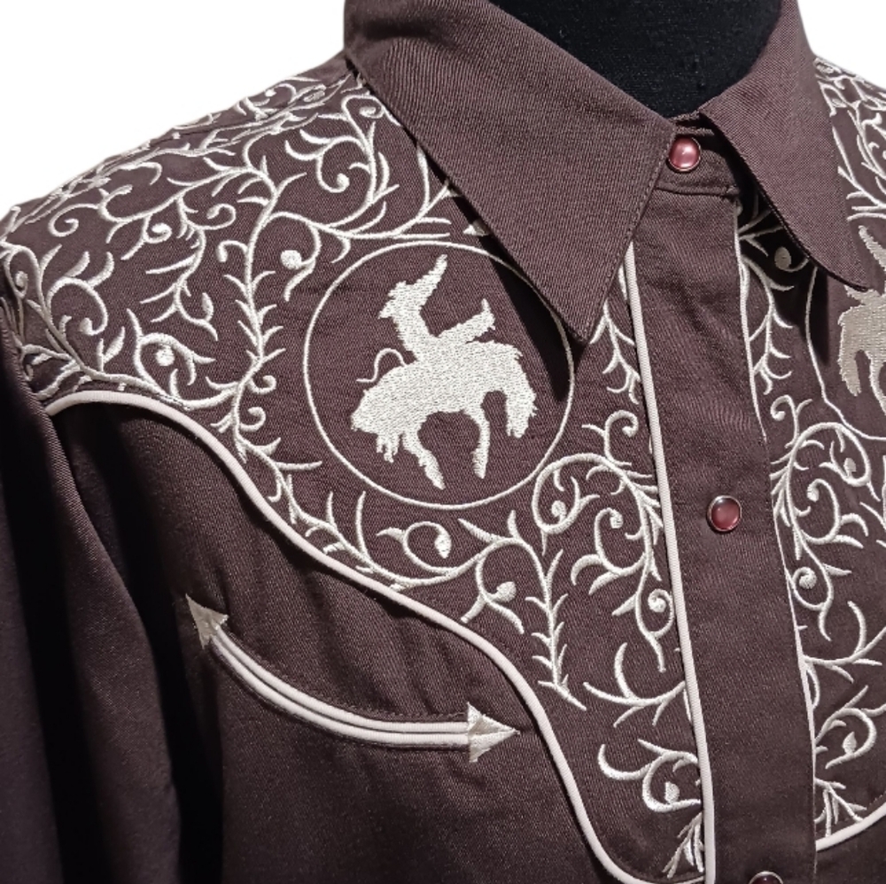 Vintage Roper Bucking Bronco Western Shirt Pearl Snap - Picture 4 of 11